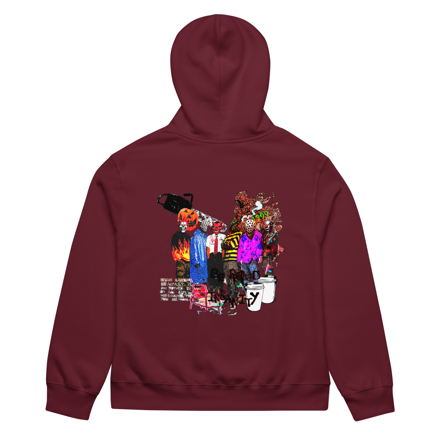 RICH NONSENSE HOODIE UNISEX DANCE OF THE DREAM MAN BACK MAROON