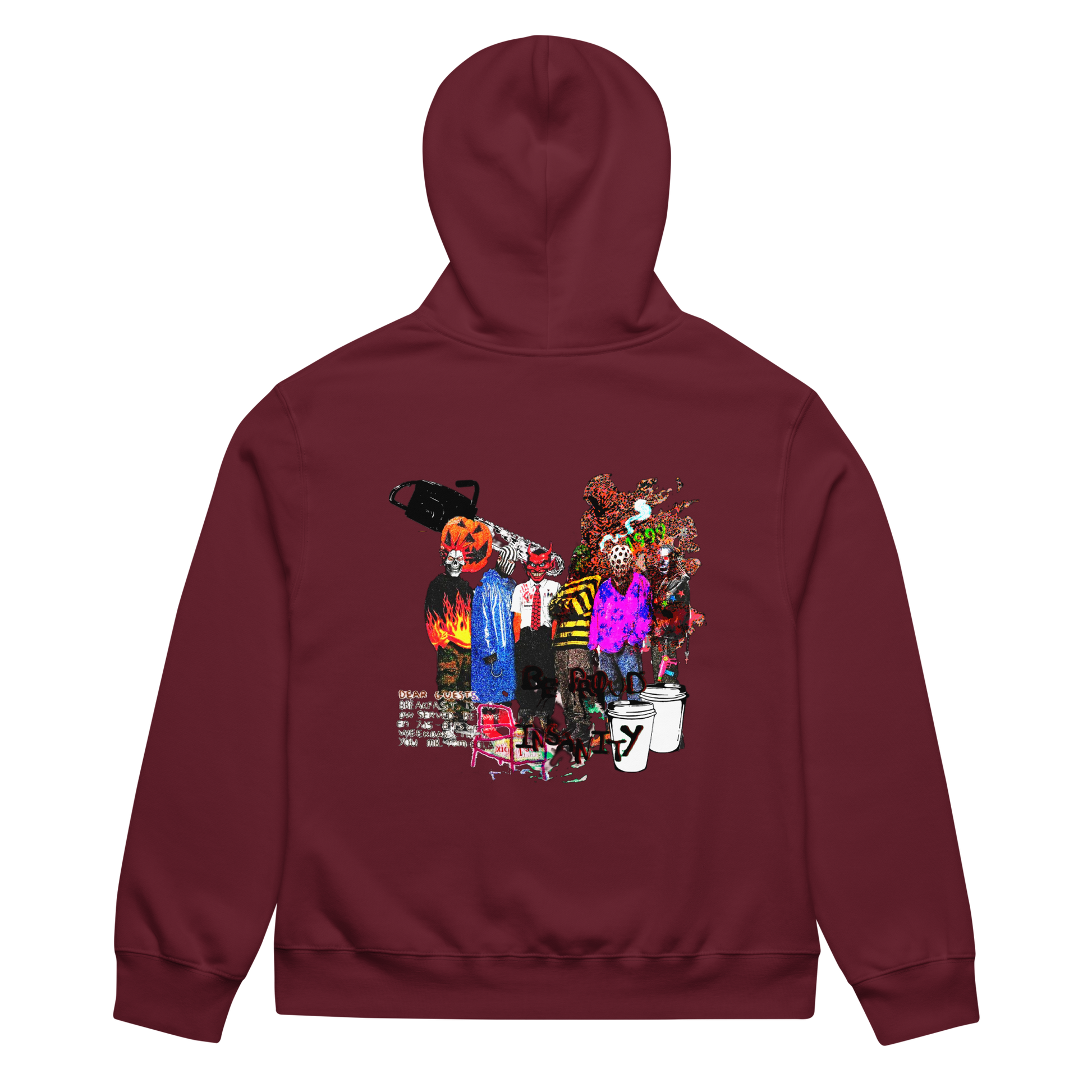 RICH NONSENSE HOODIE UNISEX DANCE OF THE DREAM MAN BACK MAROON