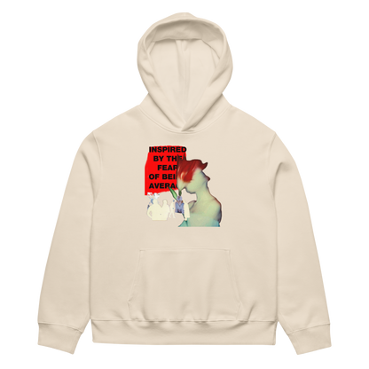 Beige hoodie with graphic design on a white background