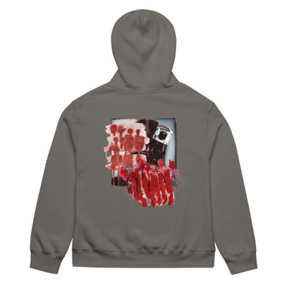 RICH NONSENSE HOODIE UNISEX LEAVE THE WINDOW OPEN GRAY BACK