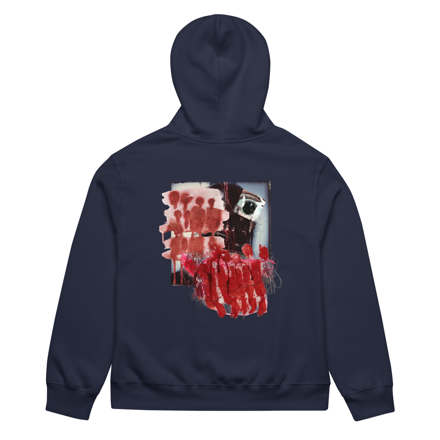 RICH NONSENSE HOODIE UNISEX LEAVE THE WINDOW OPEN NAVY BACK