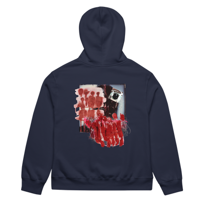 RICH NONSENSE HOODIE UNISEX LEAVE THE WINDOW OPEN NAVY BACK