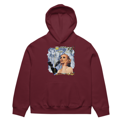 RICH NONSENSE HOODIE UNISEX MOVING THROUGH TIME MAROON FRONT
