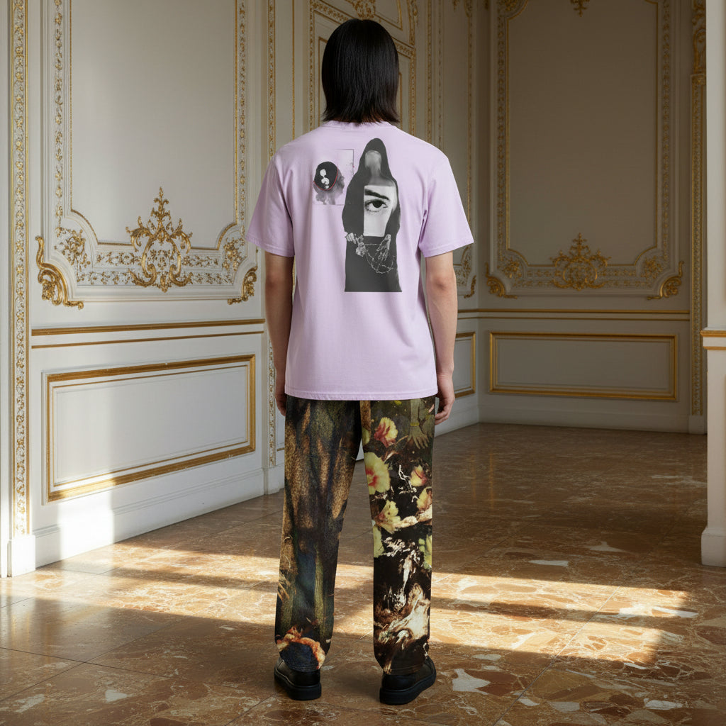 RICH NONSENSE PREMIUM ORGANIC COTTON TSHIRT SURREAL DESIGN CIRCUS ROACHES MODEL BACK