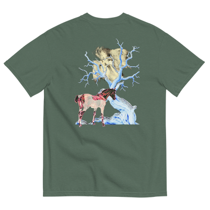 RICH NONSENSE PREMIUM ORGANIC COTTON TSHIRT UNISEX SURREAL DESIGN FIRE WALK WITH ME GREEN BACK