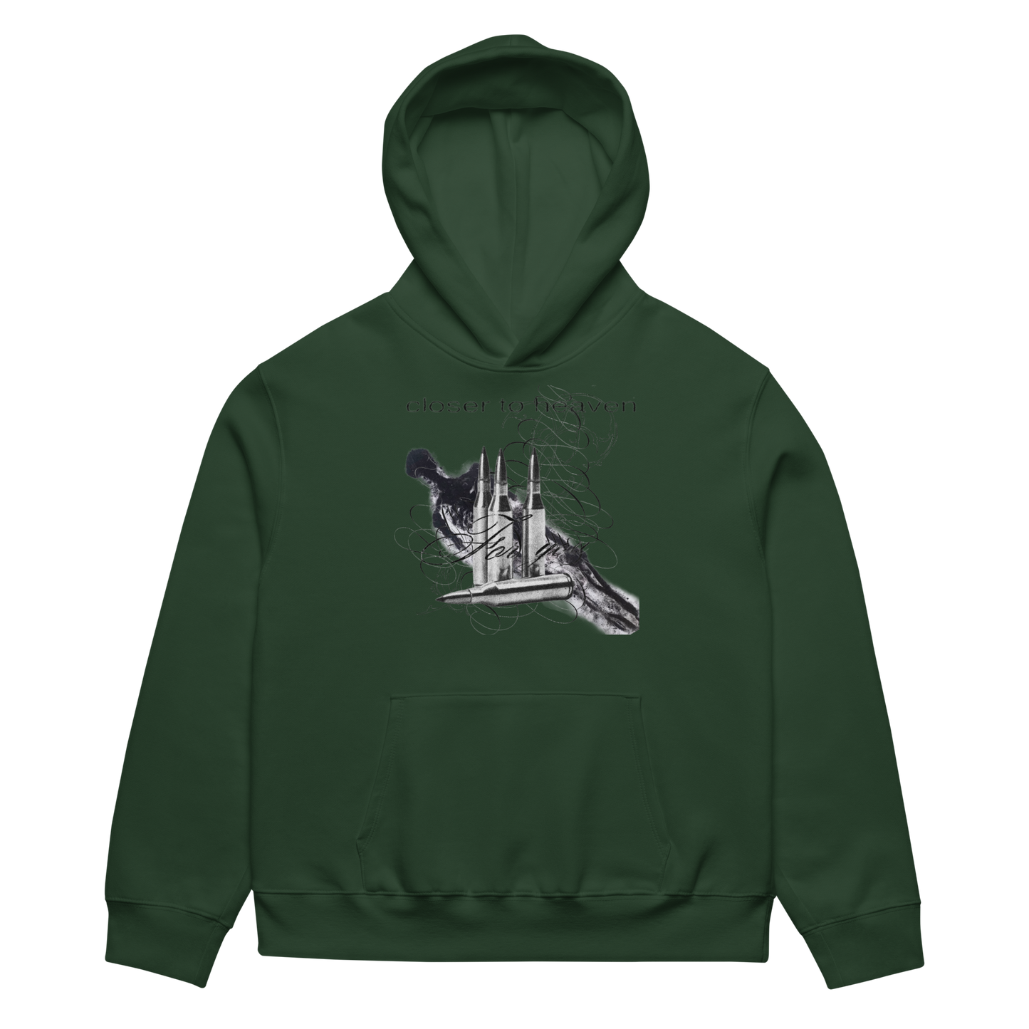 RICH NONSENSE UNISEX HOODIE CLOSER TO HEAVEN GREEN FRONT
