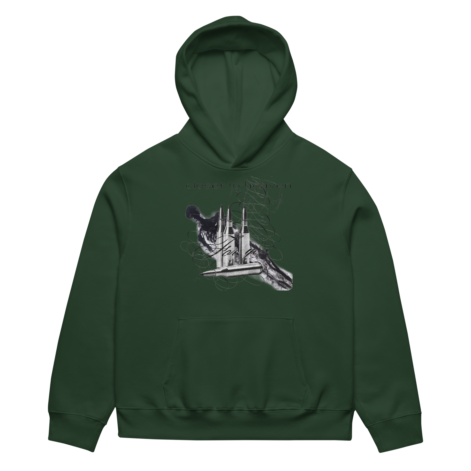 RICH NONSENSE UNISEX HOODIE CLOSER TO HEAVEN GREEN FRONT