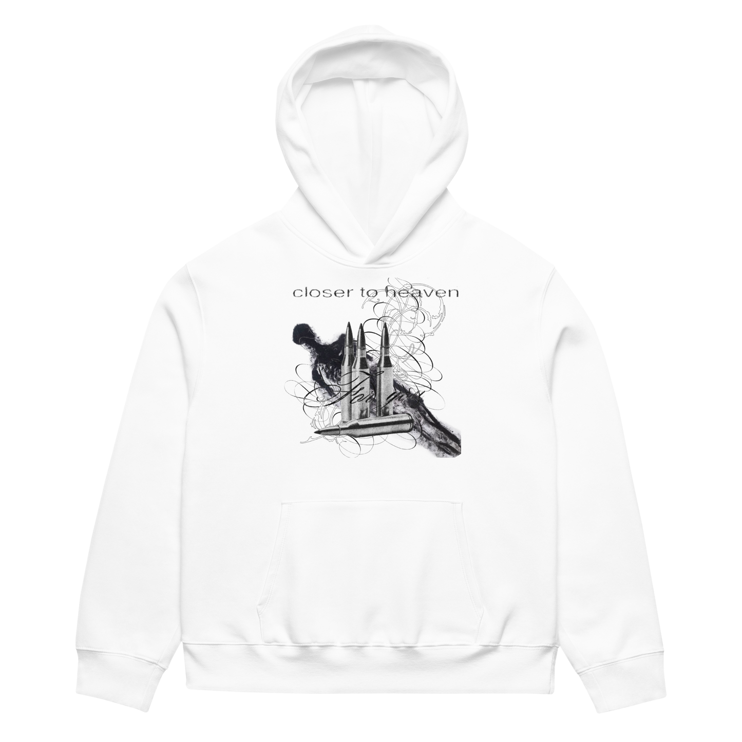 RICH NONSENSE UNISEX HOODIE CLOSER TO HEAVEN WHITE FRONT