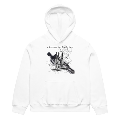 RICH NONSENSE UNISEX HOODIE CLOSER TO HEAVEN WHITE FRONT
